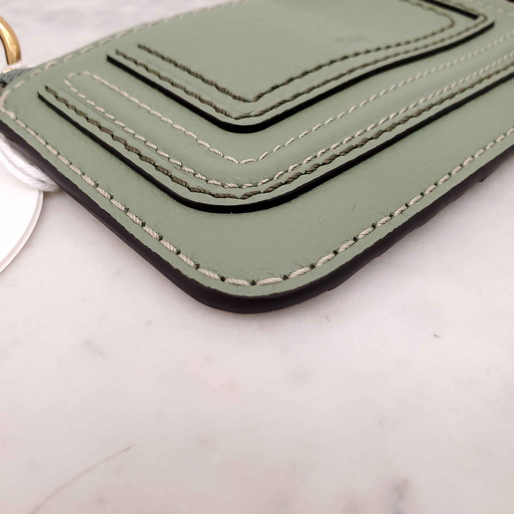 CHLOÉ GREEN LEATHER CARD HOLDER