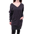 CHLOÉ GREY KNIT DRESS WITH GOLD CHAIN DETAILS - SIZE L