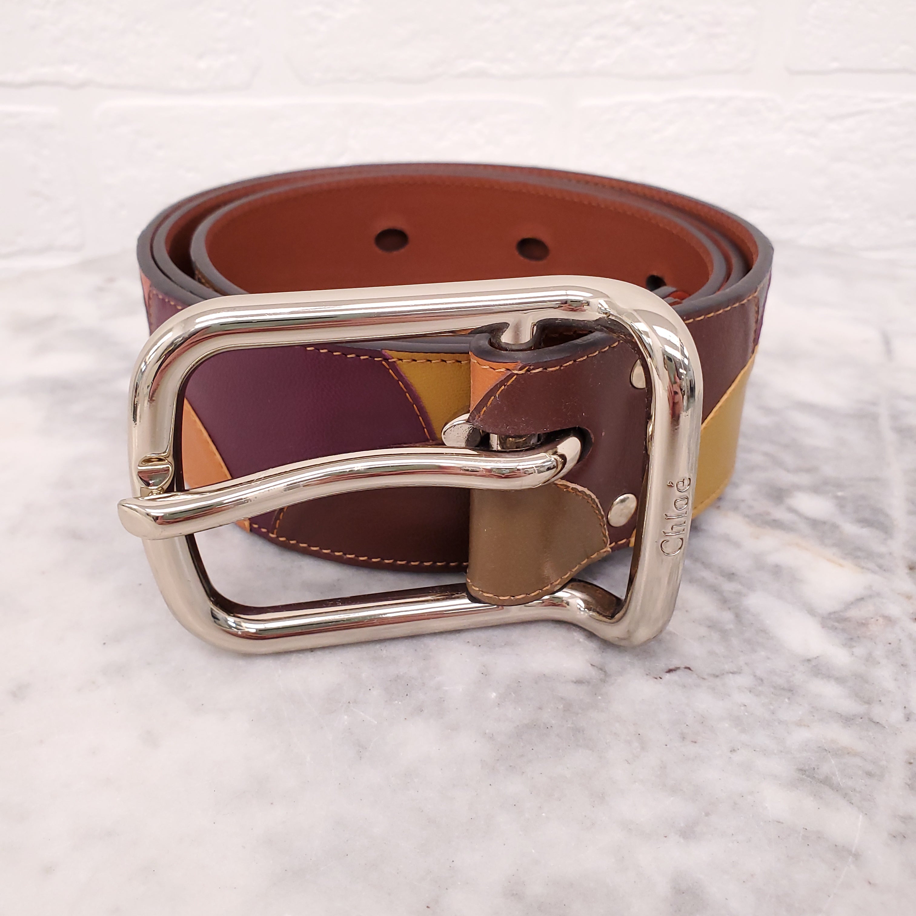 CHLOÉ MULTICOLOUR PATTERNED BELT - SIZE L