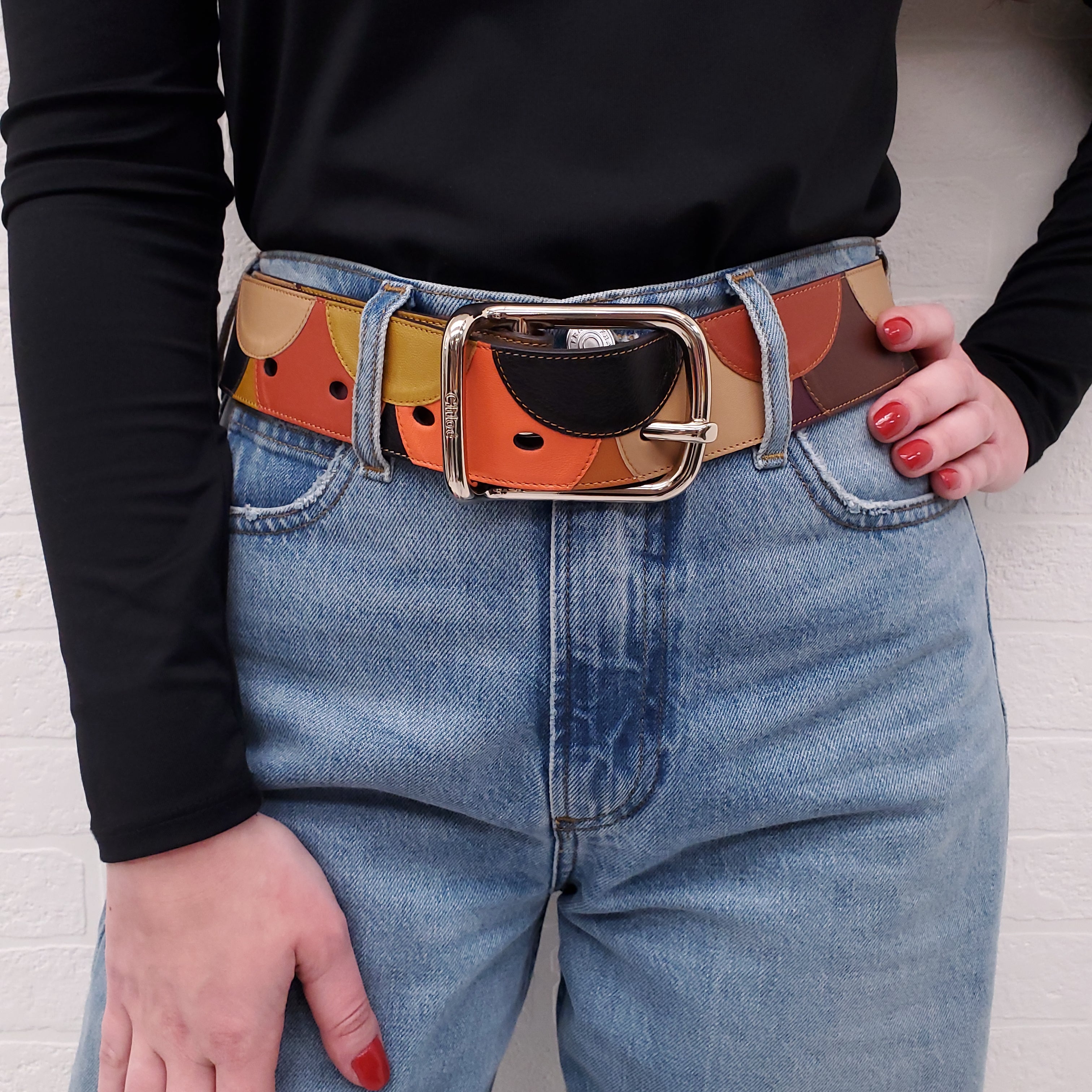 CHLOÉ MULTICOLOUR PATTERNED BELT - SIZE L