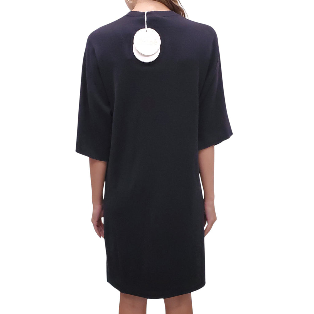 CHLOÉ NAVY DRESS WITH GROMMET DETAILS - SIZE M