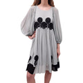 CHLOÉ SEAFOAM AND BLACK SILK MIDI DRESS - SIZE 40