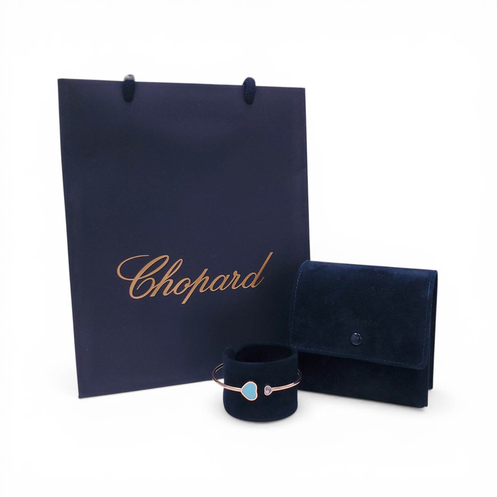 CHOPARD 18K ROSE GOLD AND DIAMOND HAPPY HEARTS CUFF