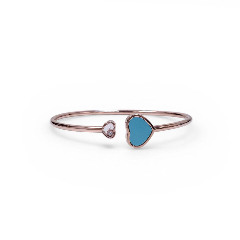 CHOPARD 18K ROSE GOLD AND DIAMOND HAPPY HEARTS CUFF