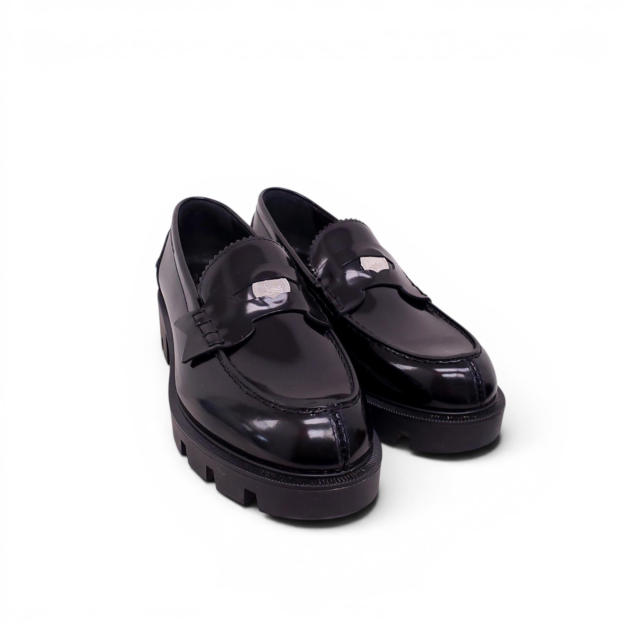CHRISITAN LOUBOUTIN BLACK LOAFERS  - SIZE 37.5