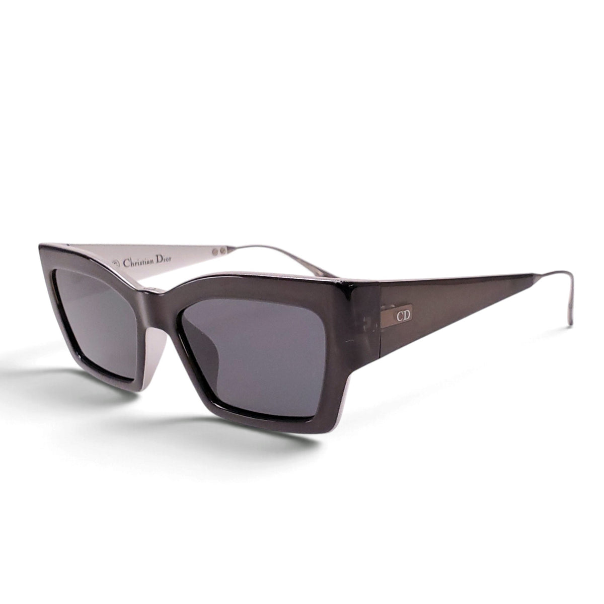 CHRISTIAN DIOR BLACK AND SILVER CATEYE SUNGLASSES