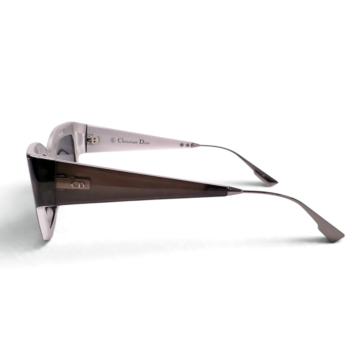 CHRISTIAN DIOR BLACK AND SILVER CATEYE SUNGLASSES