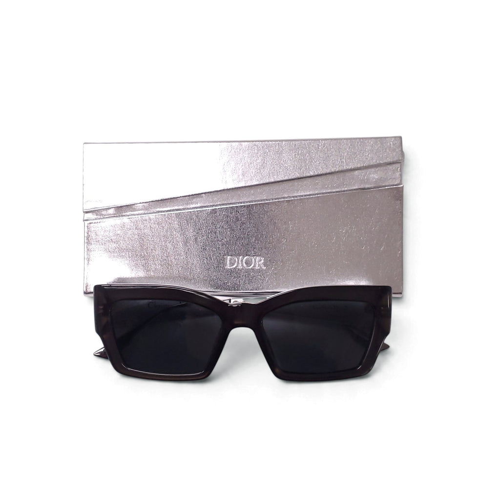 CHRISTIAN DIOR BLACK AND SILVER CATEYE SUNGLASSES
