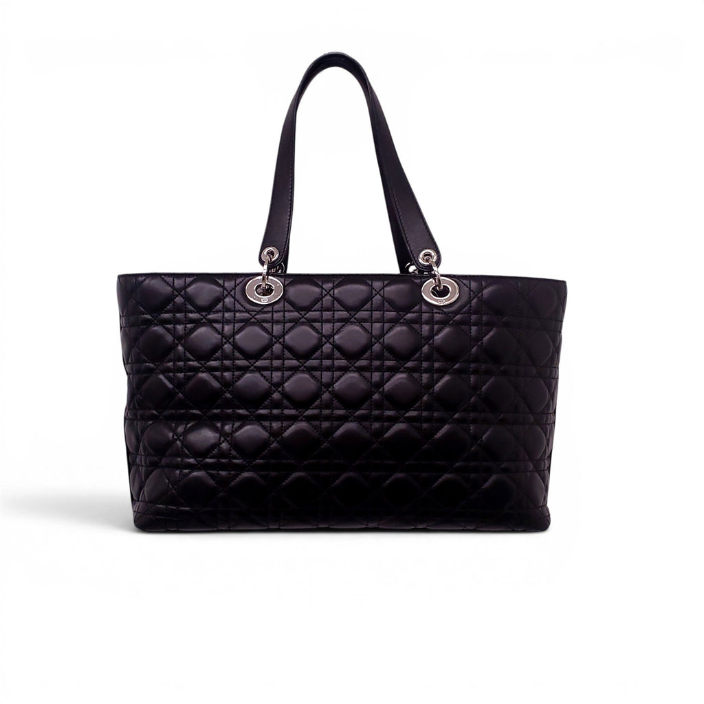 CHRISTIAN DIOR BLACK CANNAGE LADY DIOR TOTE BAG