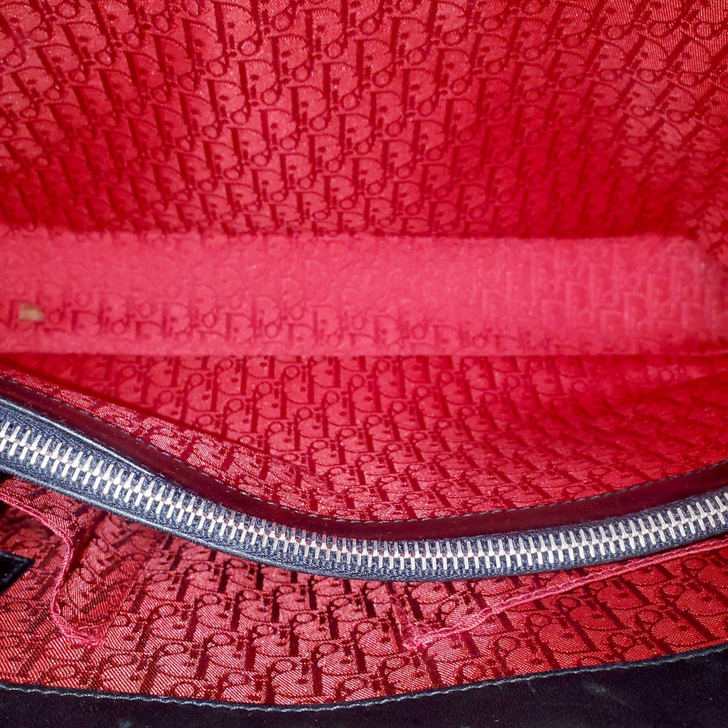 CHRISTIAN DIOR BLACK CANNAGE LADY DIOR TOTE BAG