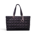 CHRISTIAN DIOR BLACK CANNAGE LADY DIOR TOTE BAG