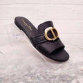 CHRISTIAN DIOR BLACK CD LEATHER SLIDES - SIZE 35