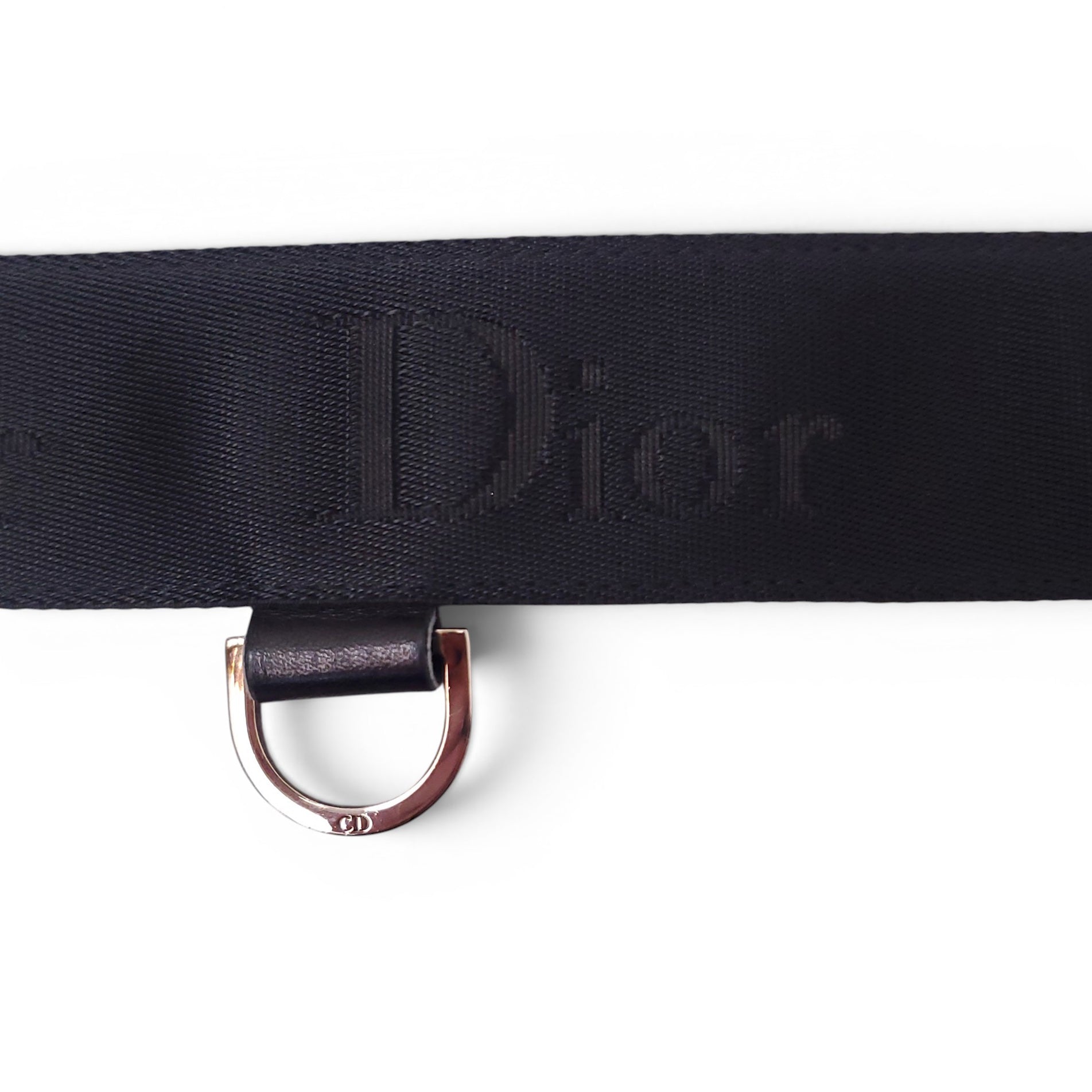 CHRISTIAN DIOR BLACK FABRIC LOGO BELT - SIZE M