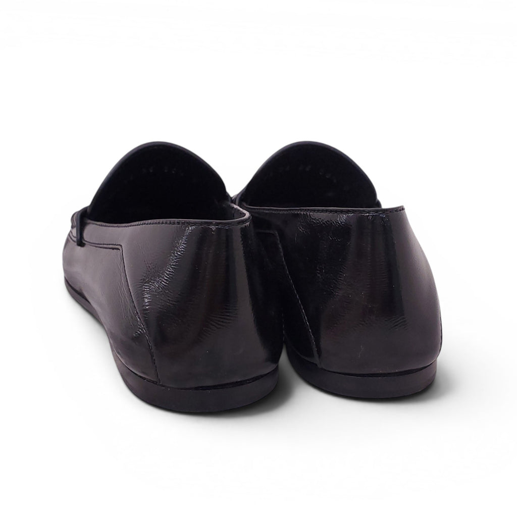 CHRISTIAN DIOR BLACK PATENT CD LOGO LOAFERS - SIZE 35.5