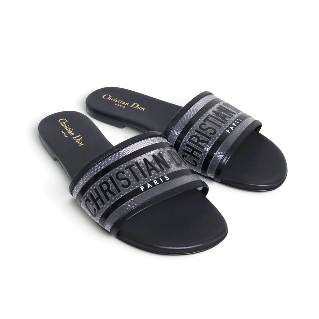 CHRISTIAN DIOR BLACK LOGO SANDALS - SIZE 39