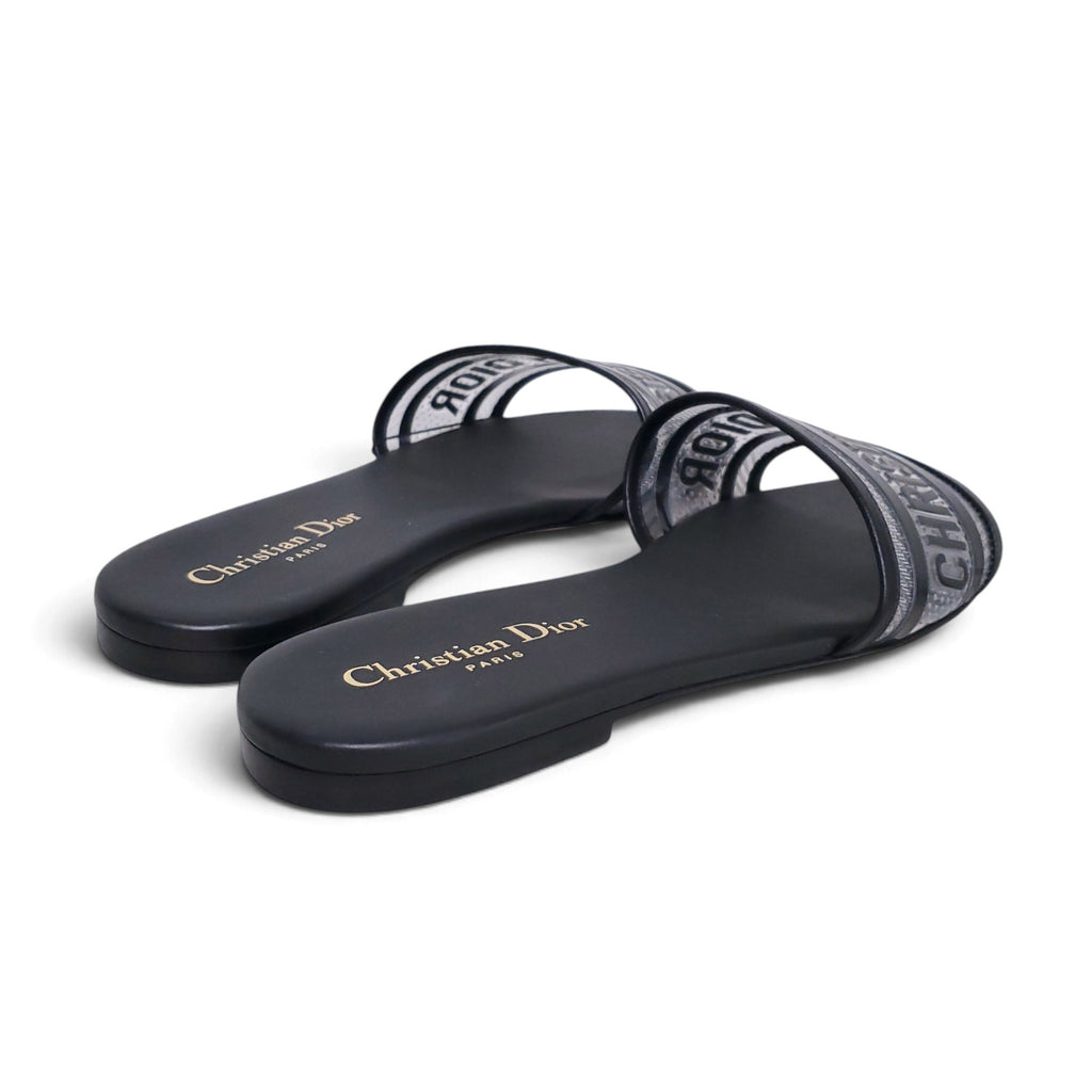 CHRISTIAN DIOR BLACK LOGO SANDALS - SIZE 39