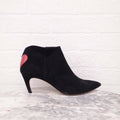 CHRISTIAN DIOR BLACK SUEDE BOOTIES WITH RED HEART - SIZE 38.5