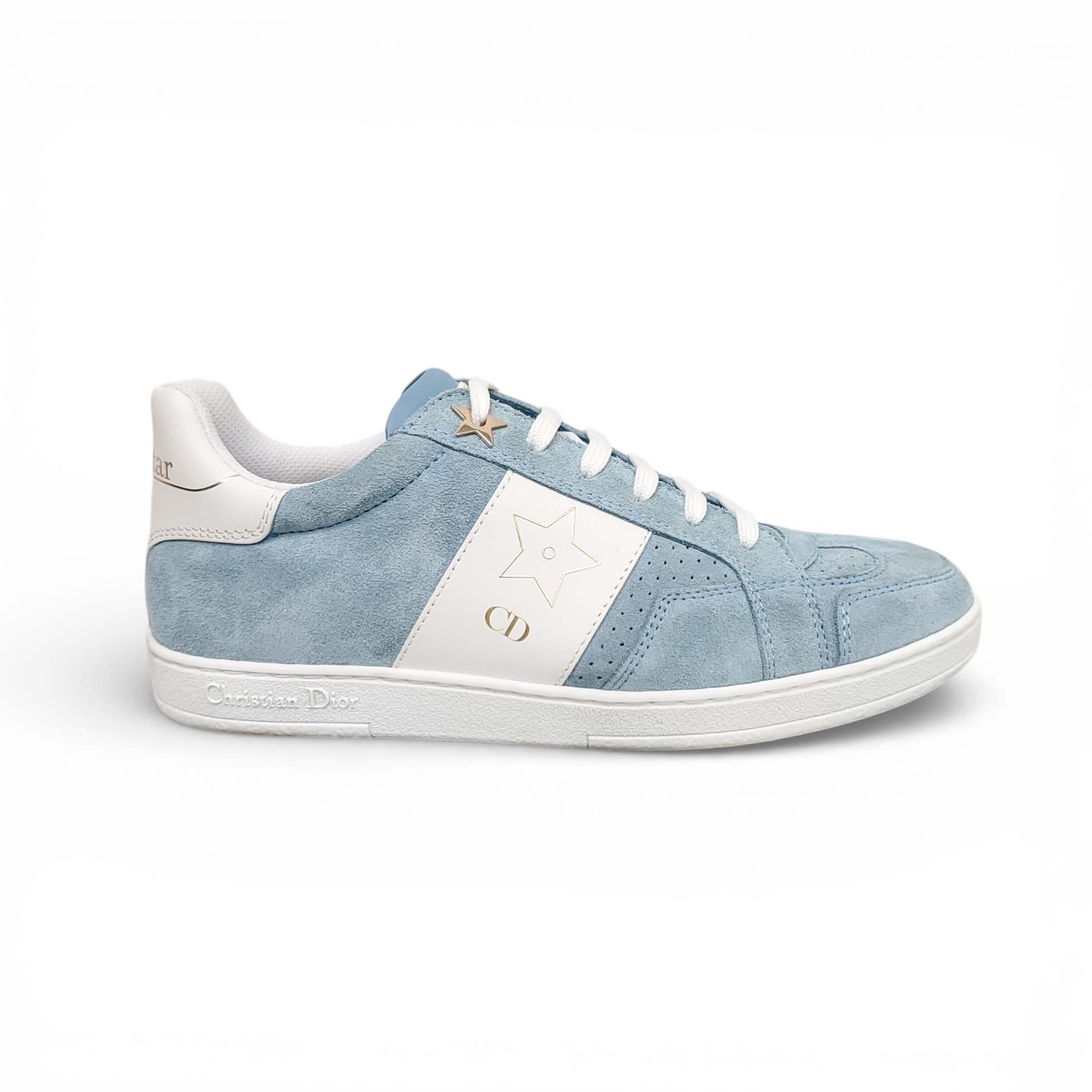 CHRISTIAN DIOR BLUE SUEDE SNEAKERS WITH LOGO - SIZE 35.5