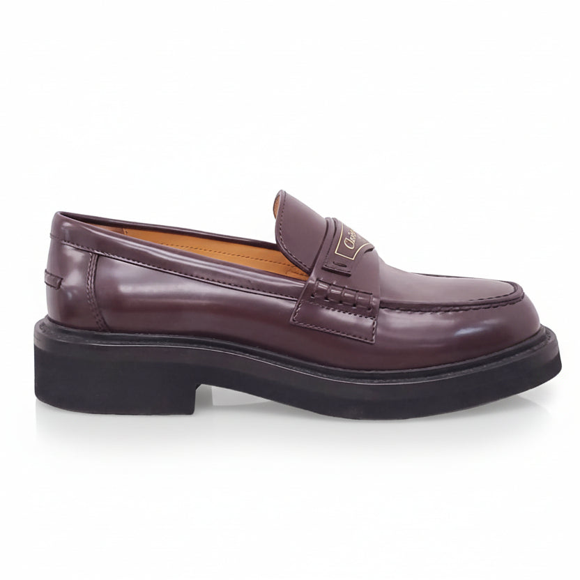 CHRISTIAN DIOR BROWN LOGO LOAFERS - SIZE 36