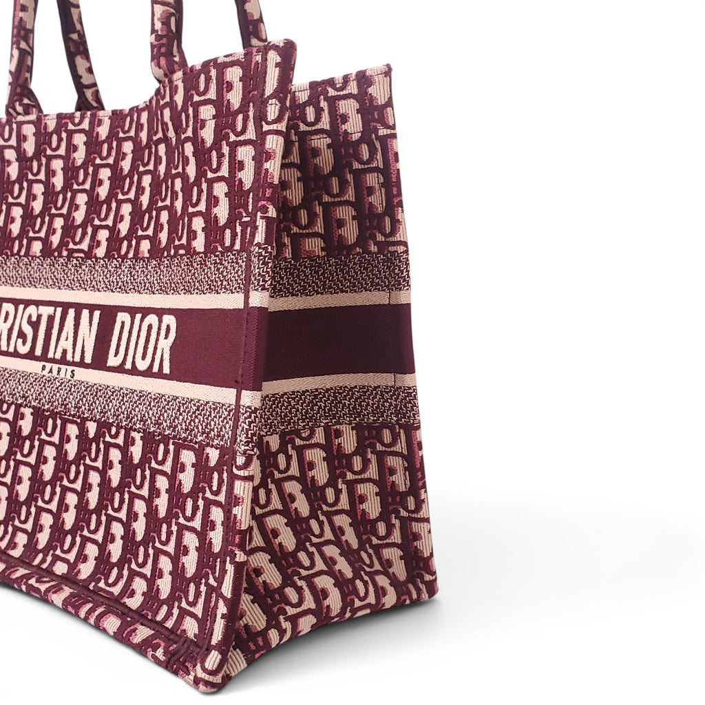 CHRISTIAN DIOR BURGUNDY LOGO BOOK TOTE BAG