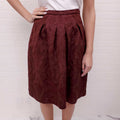 CHRISTIAN DIOR BURGUNDY PATTERNED SKIRT - SIZE 8