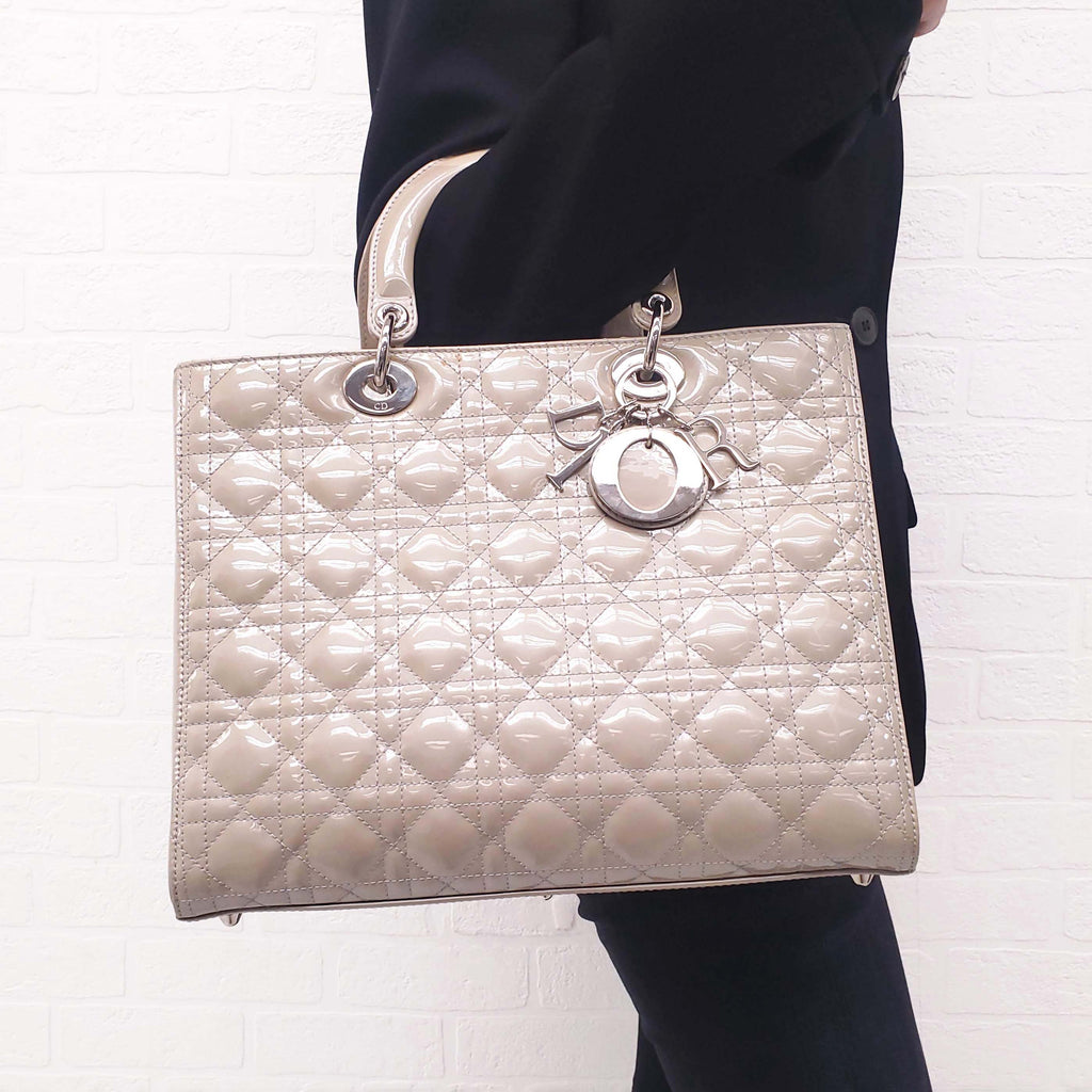 CHRISTIAN DIOR CANNAGE LADY DIOR LARGE PATENT