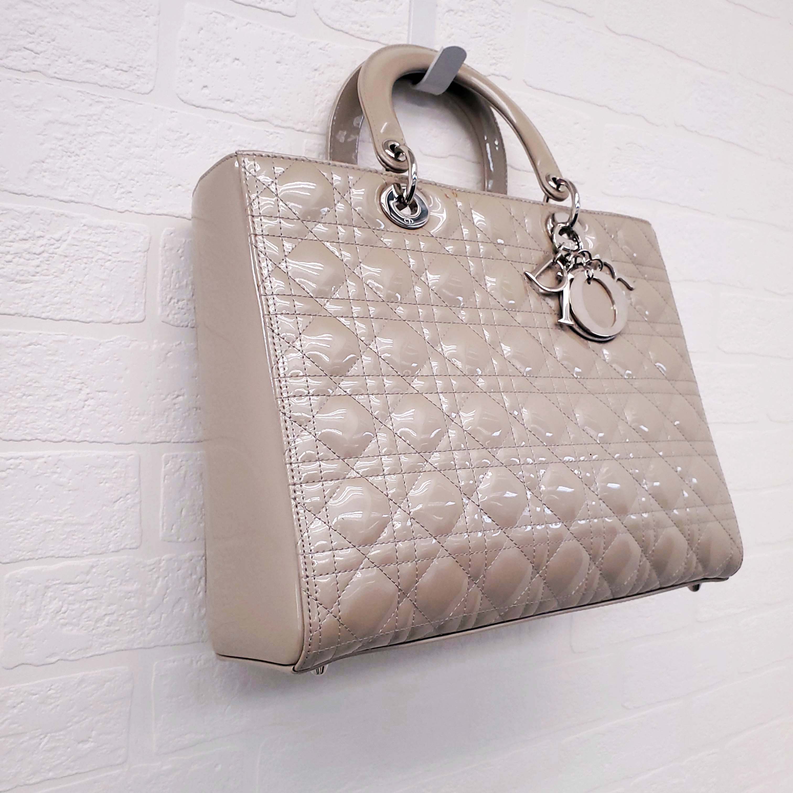 CHRISTIAN DIOR CANNAGE LADY DIOR LARGE PATENT