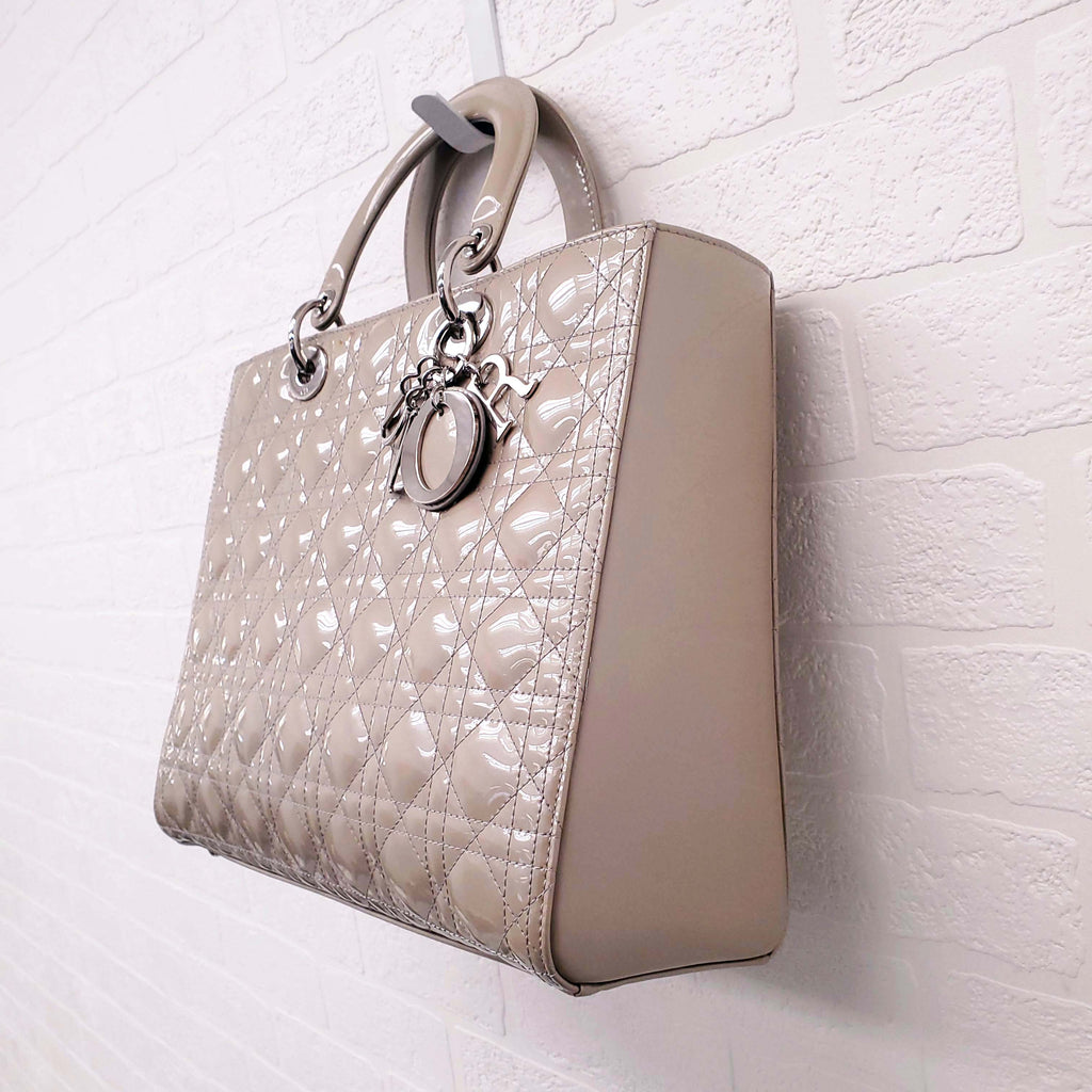 CHRISTIAN DIOR CANNAGE LADY DIOR LARGE PATENT