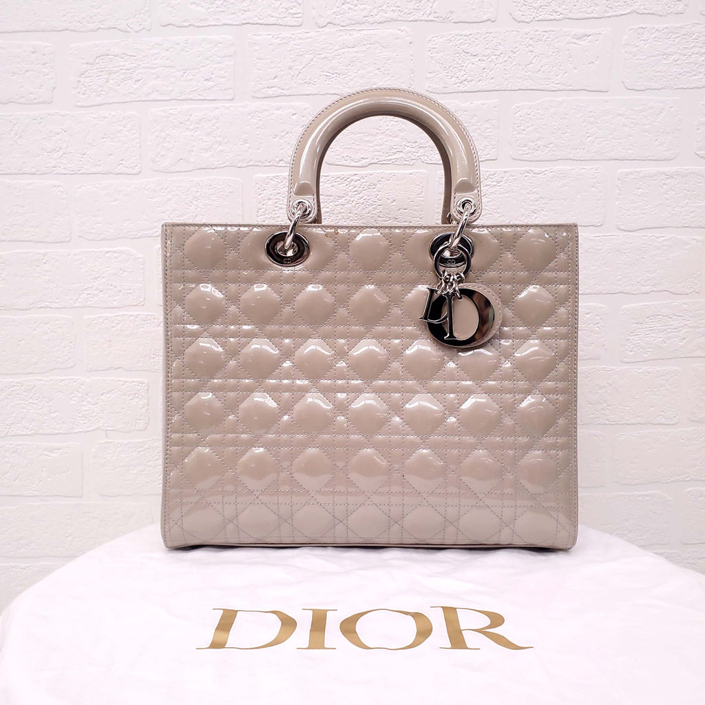 CHRISTIAN DIOR CANNAGE LADY DIOR LARGE PATENT