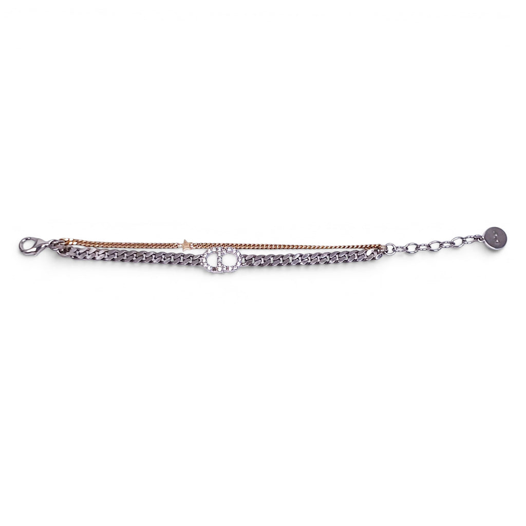 CHRISTIAN DIOR CD LOGO TWO-TONED CHAIN BRACELET