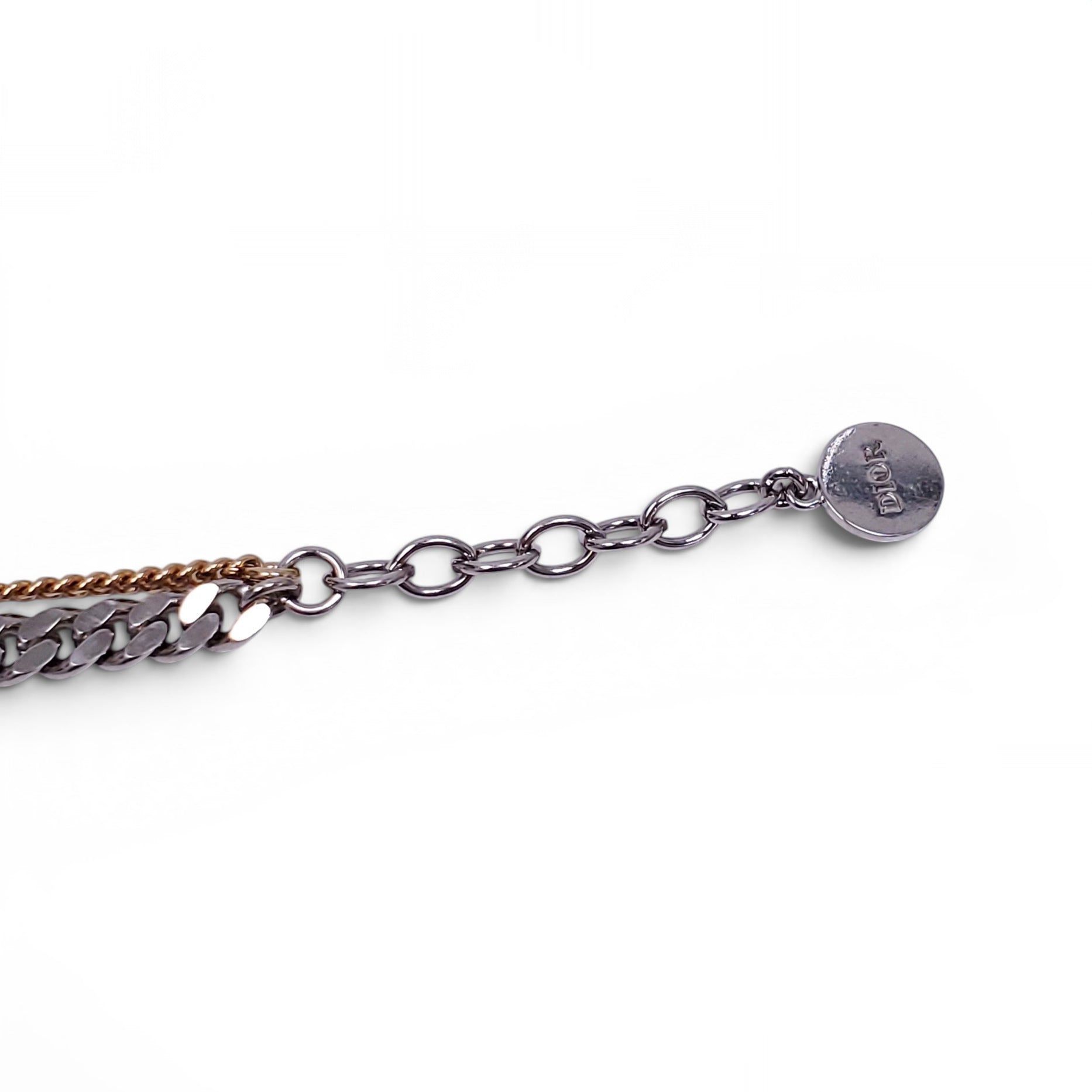 CHRISTIAN DIOR CD LOGO TWO-TONED CHAIN BRACELET
