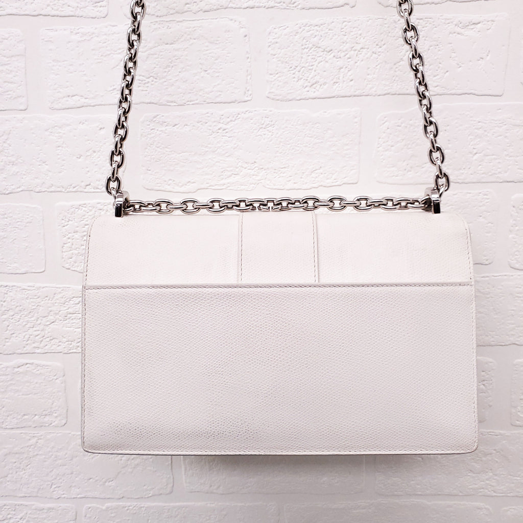 CHRISTIAN DIOR CREAM '30 MONTAIGNE' BOX CALFSKIN BAG WITH SILVER HARDWARE