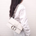 CHRISTIAN DIOR CREAM '30 MONTAIGNE' BOX CALFSKIN BAG WITH SILVER HARDWARE