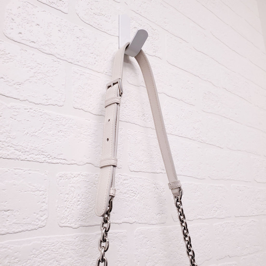 CHRISTIAN DIOR CREAM '30 MONTAIGNE' BOX CALFSKIN BAG WITH SILVER HARDWARE