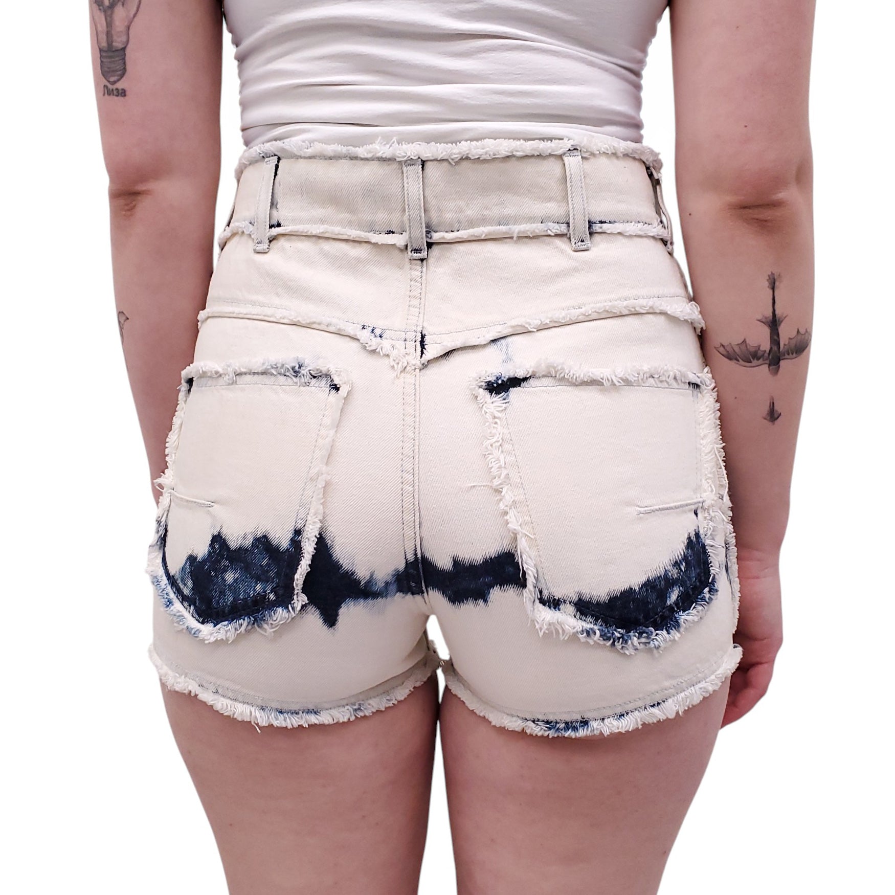CHRISTIAN DIOR FRAYED DENIM SHORTS - SIZE 34