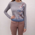 CHRISTIAN DIOR GREY CASHMERE EMBROIDERED SWEATER - SIZE 2