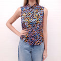 CHRISTIAN DIOR LEOPARD SLEEVELESS BLOUSE - SIZE 2