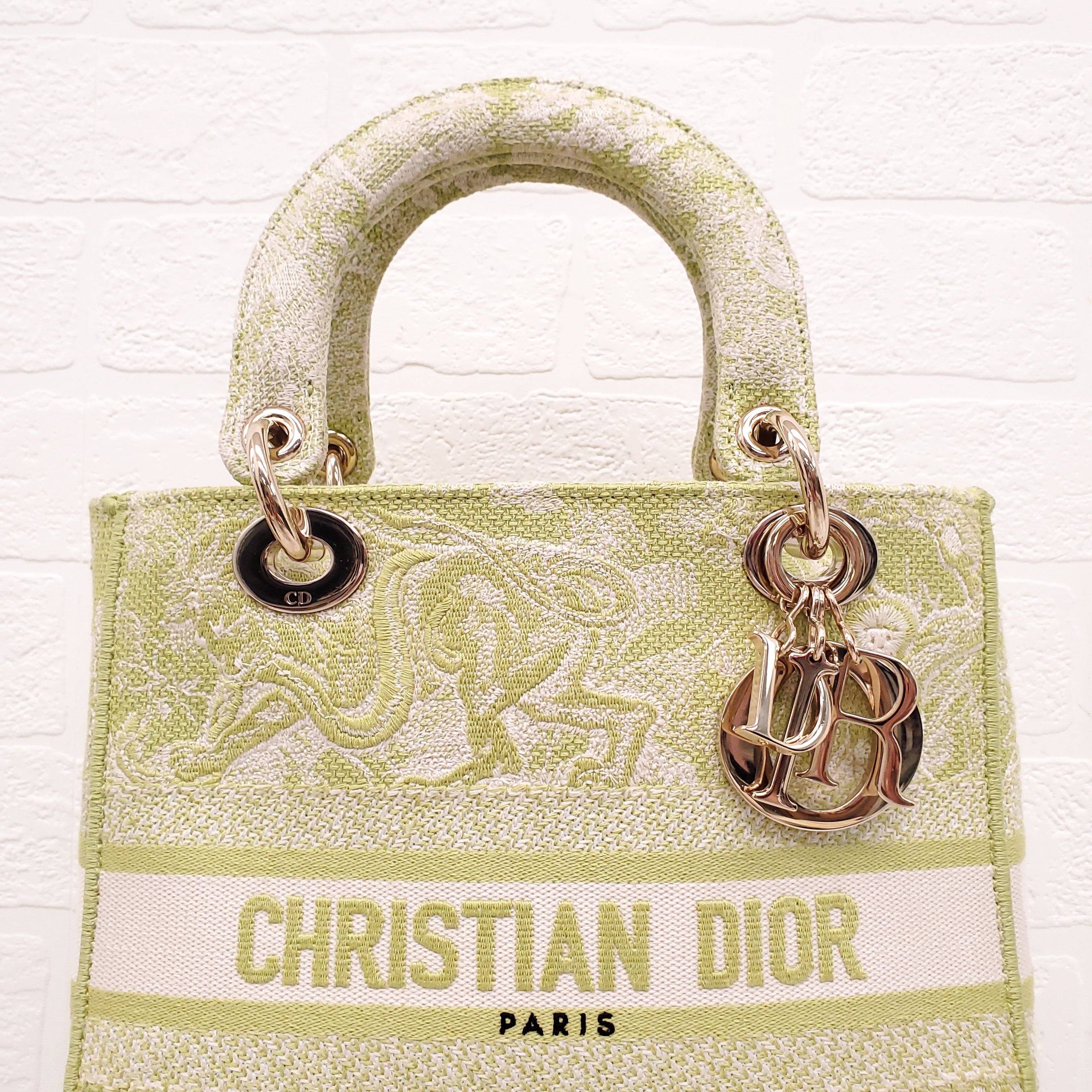 CHRISTIAN DIOR LIME GREEN MEDIUM LADY D-LITE BAG