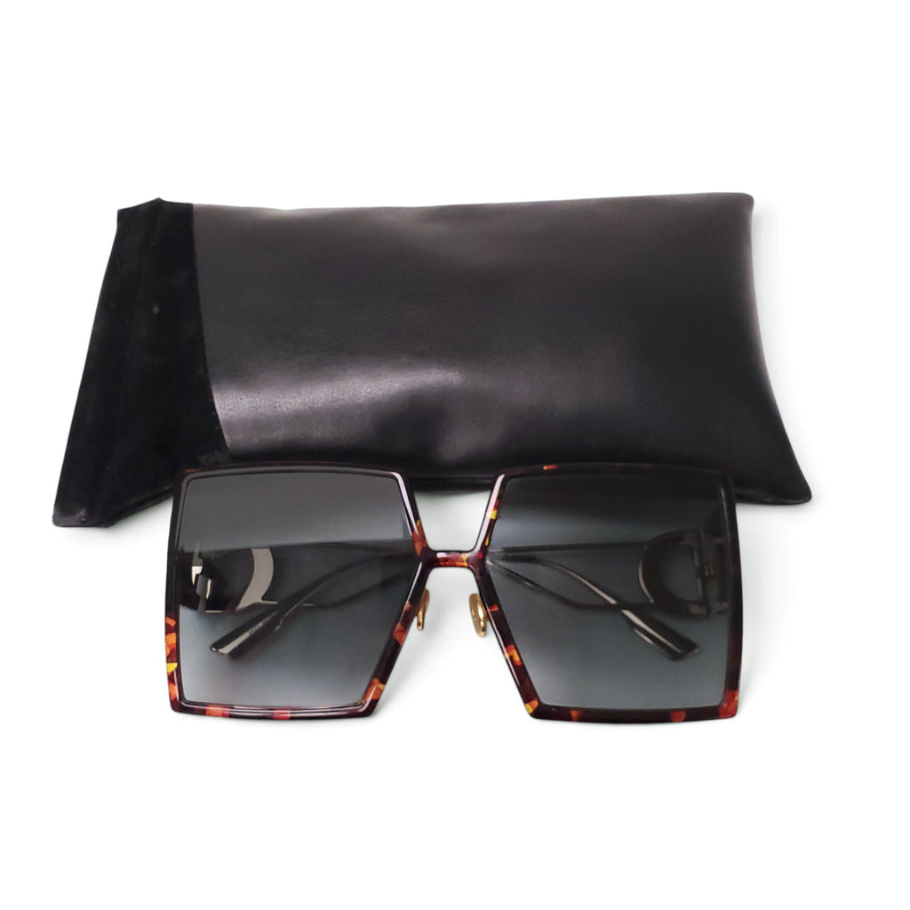 CHRISTIAN DIOR LOGO TORTOISE SHELL SUNGLASSES