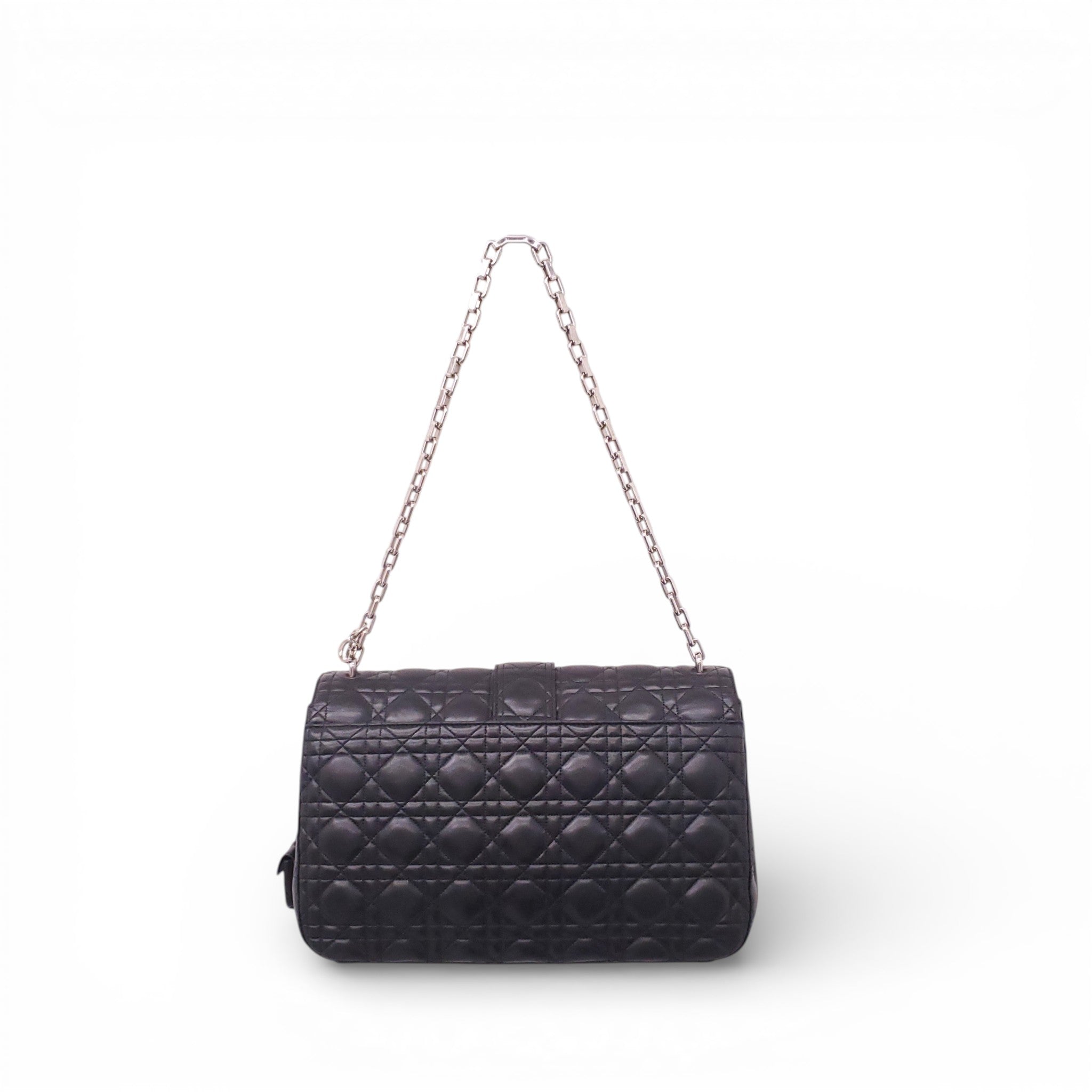 CHRISTIAN DIOR MISS DIOR FLAP SHOULDER BAG IN BLACK CANNAGE LAMBSKIN LEATHER