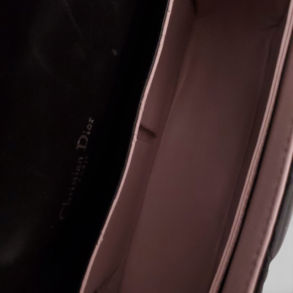 CHRISTIAN DIOR MISS DIOR FLAP SHOULDER BAG IN BLACK CANNAGE LAMBSKIN LEATHER