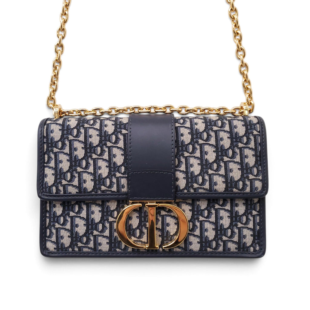 CHRISTIAN DIOR NAVY OBLIQUE '30 MONTAIGNE CHAIN' BAG
