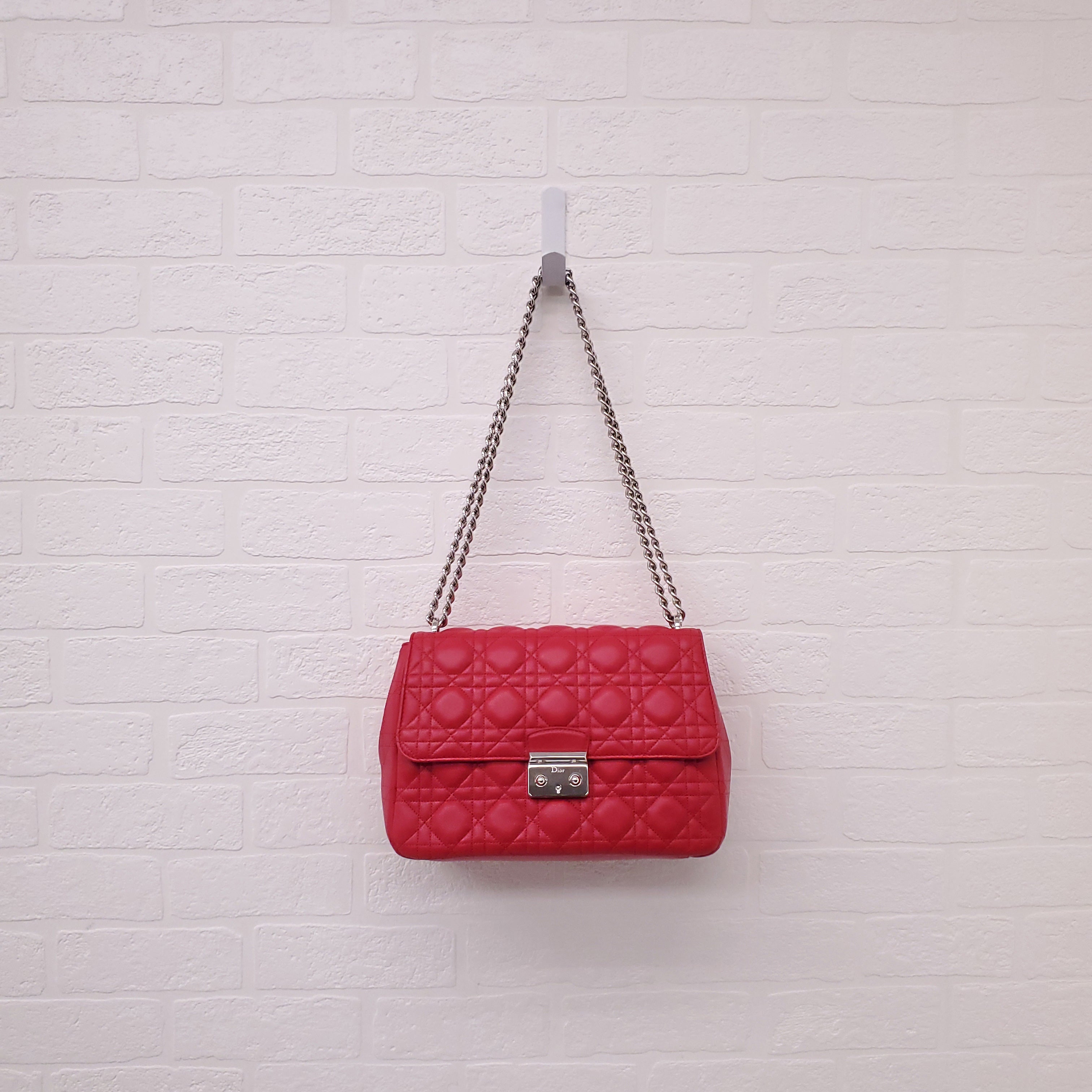 CHRISTIAN DIOR PINK LEATHER CANNAGE MEDIUM 'MISS DIOR' SHOULDER BAG