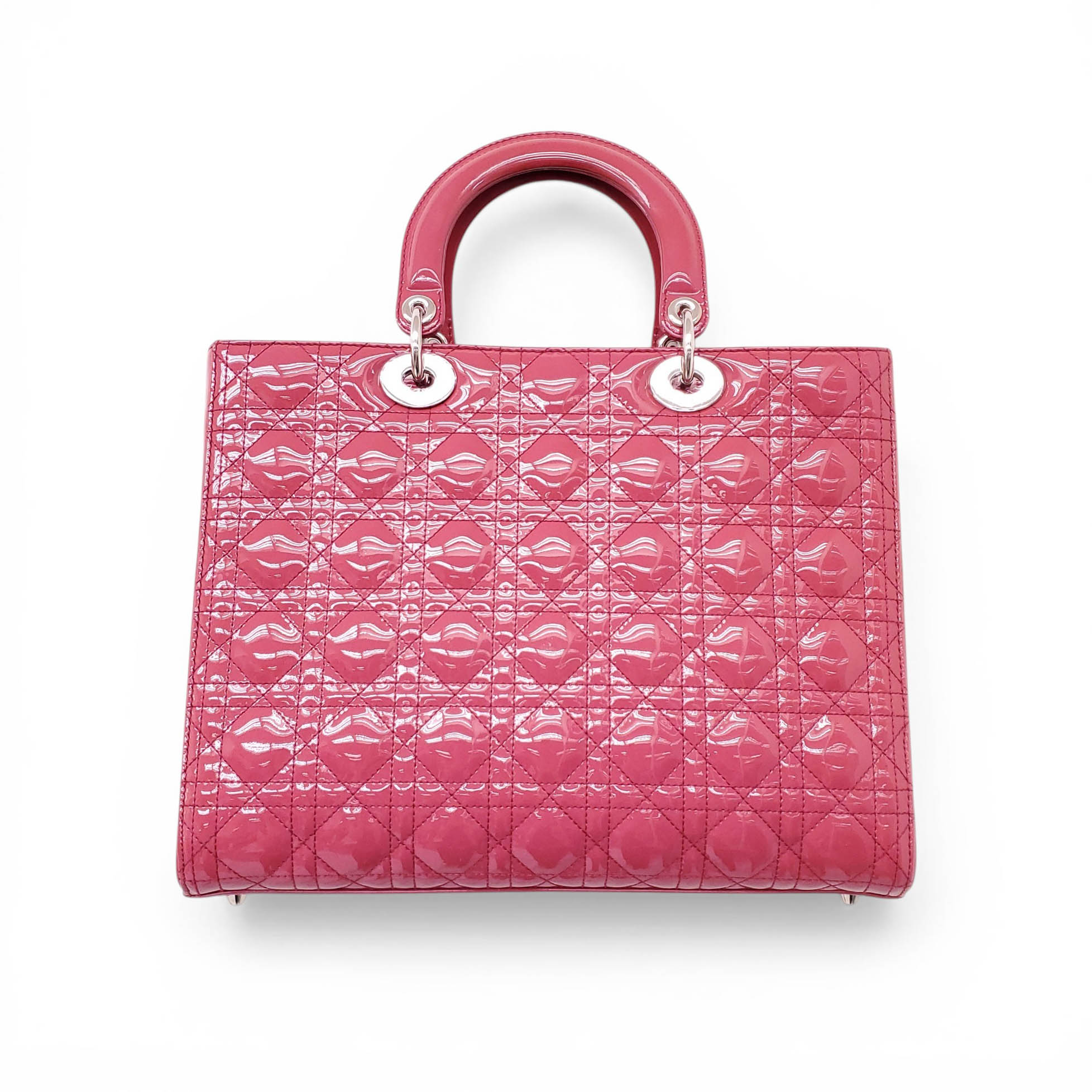 CHRISTIAN DIOR PINK PATENT CANNAGE 'LADY DIOR' BAG