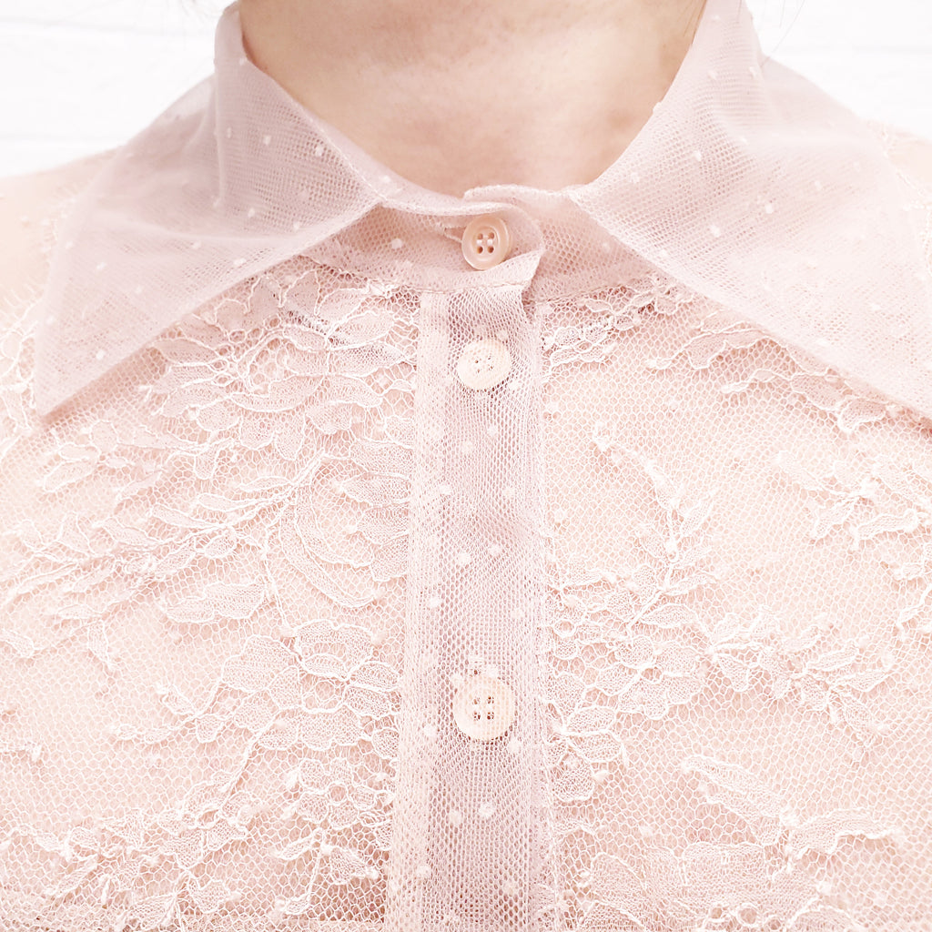 CHRISTIAN DIOR PINK POLKA DOT LACE DRESS - SIZE 2