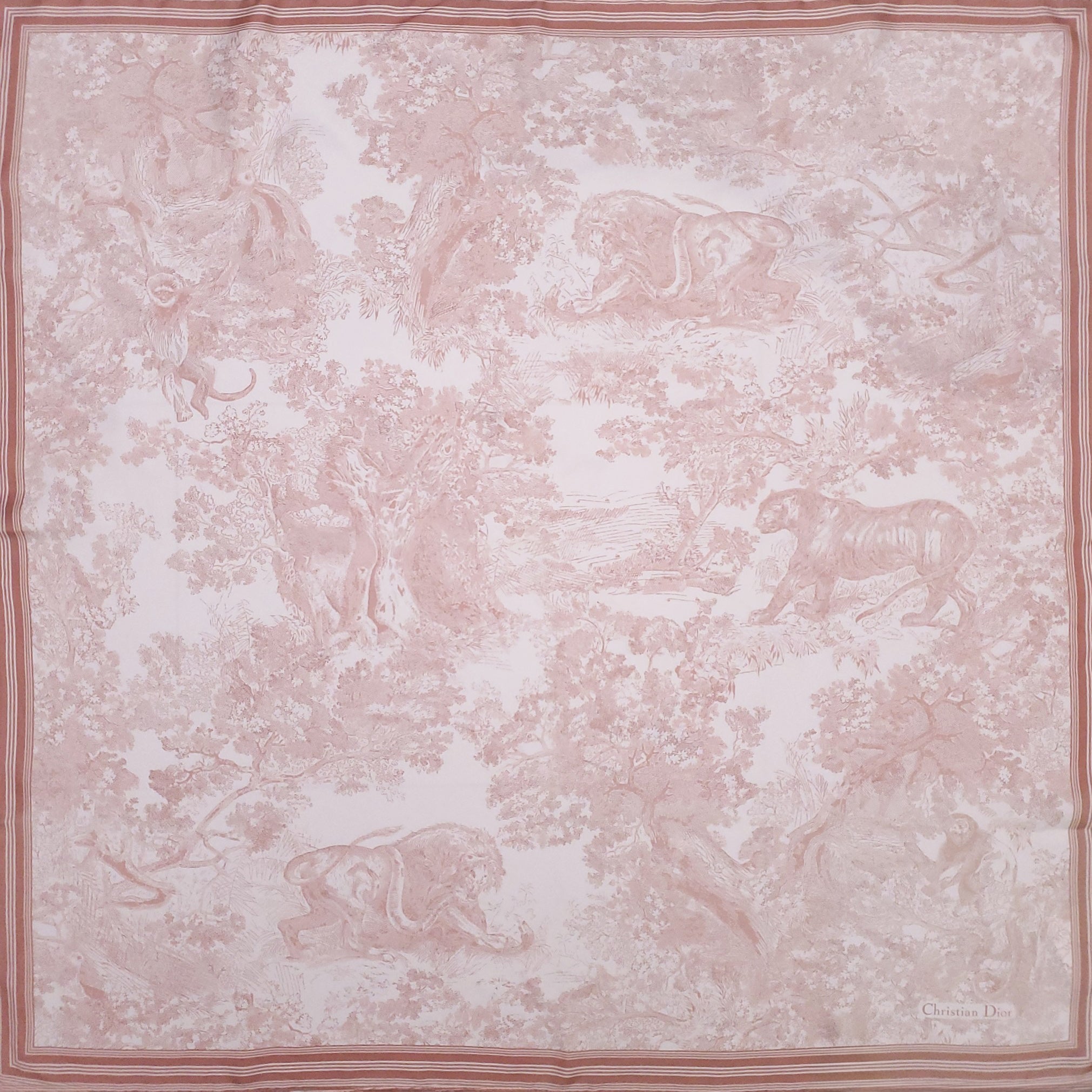CHRISTIAN DIOR PINK TOILE DE JOUY SILK SCARF