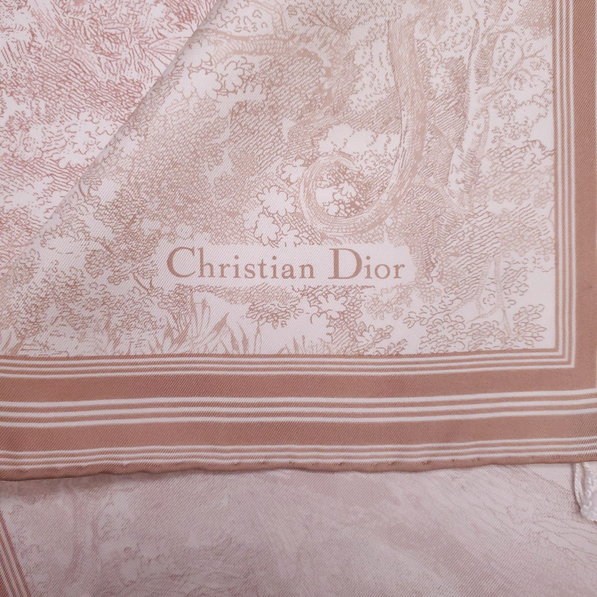 CHRISTIAN DIOR PINK TOILE DE JOUY SILK SCARF