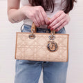 CHRISTIAN DIOR SMALL LADY D-JOY BAG NATURAL MACROCANNAGE
