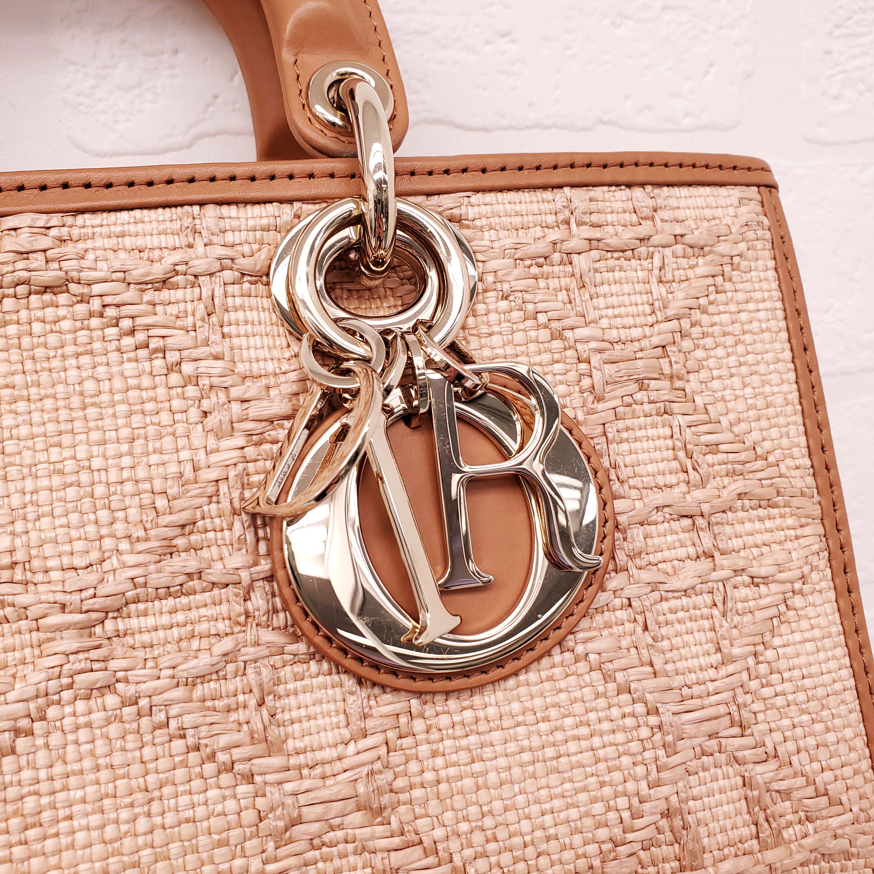 CHRISTIAN DIOR SMALL LADY D-JOY BAG NATURAL MACROCANNAGE