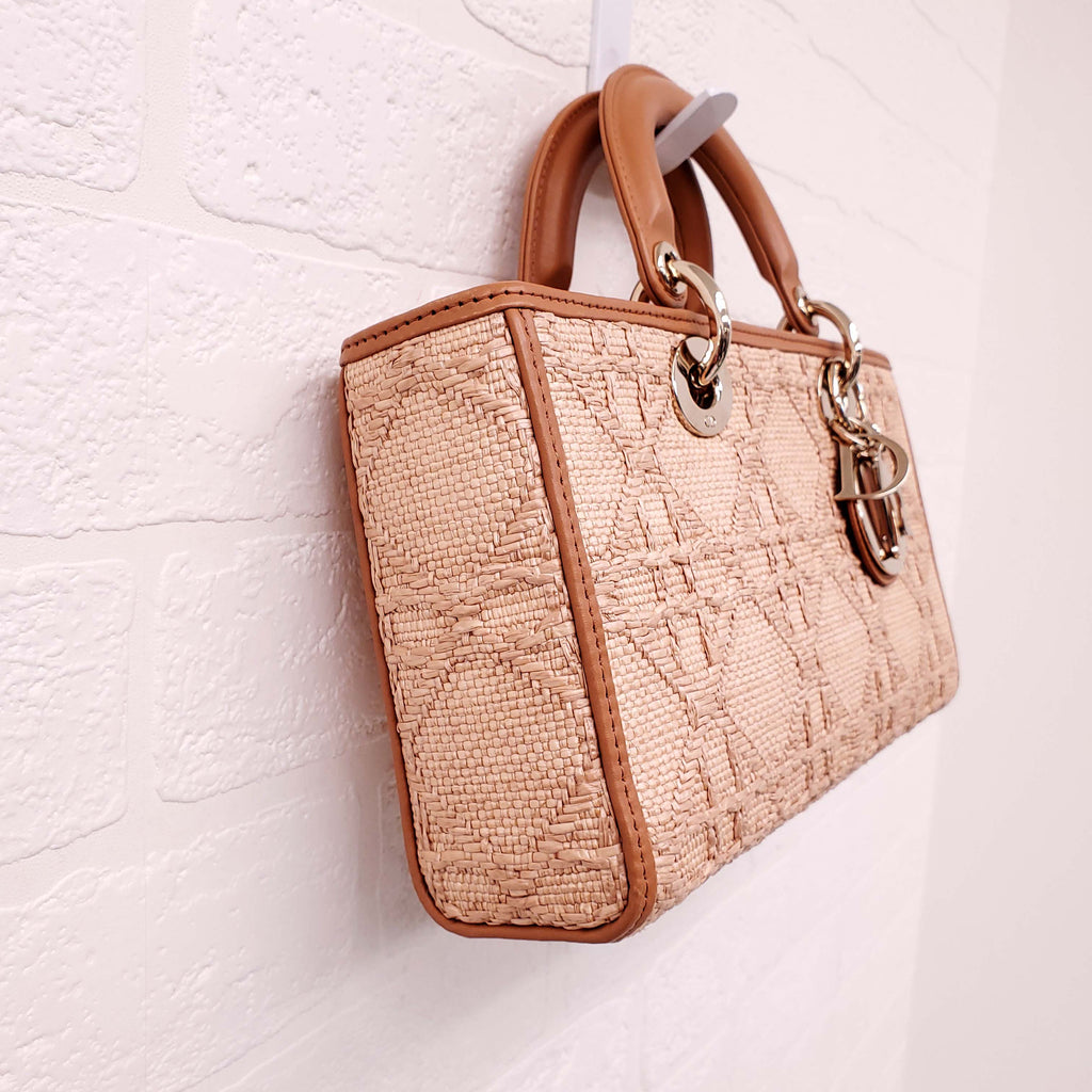 CHRISTIAN DIOR SMALL LADY D-JOY BAG NATURAL MACROCANNAGE